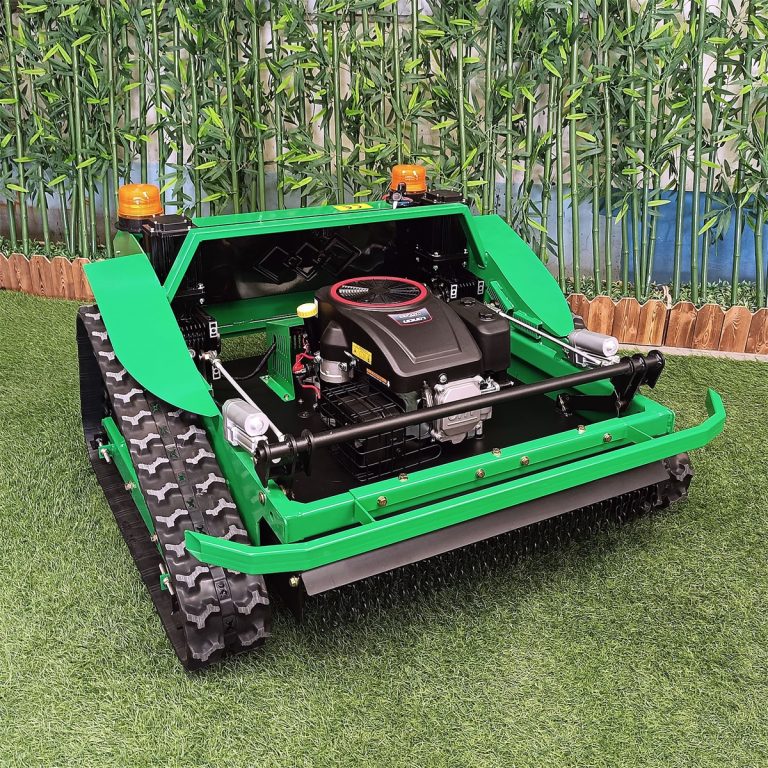 High quality wireless radio control track-mounted grass cutting machine