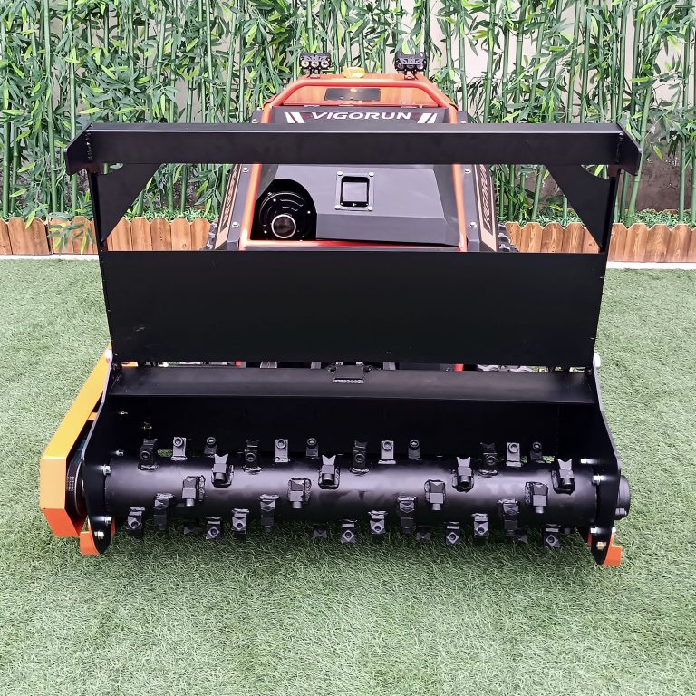 gasoline electric hybrid powered electric motor driven rubber track RC lawn mulcher
